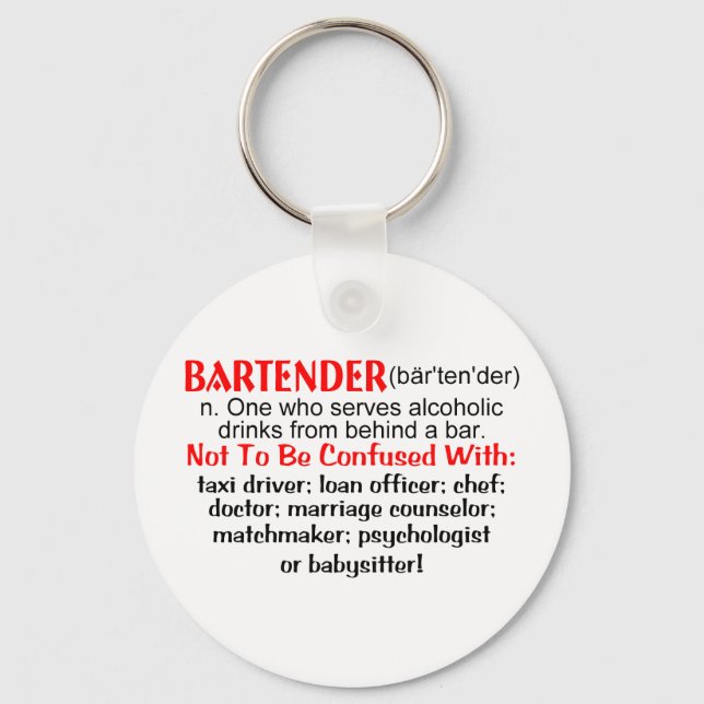 Definition of a Bartender Keychain (Front)