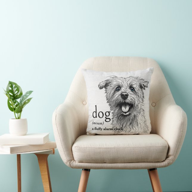 Definition Of A Dog On Whitewashed Wood Throw Pillow (Chair)