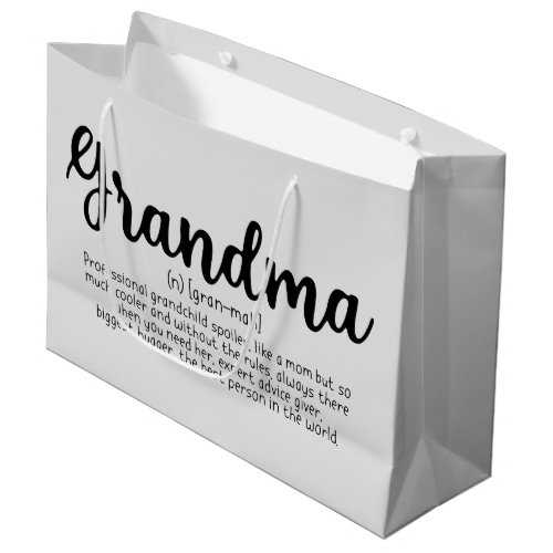 Definition of a Grandma word art Large Gift Bag