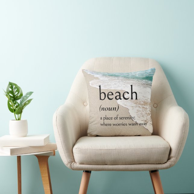 Definition of BEACH On Seashore Throw Pillow (Chair)