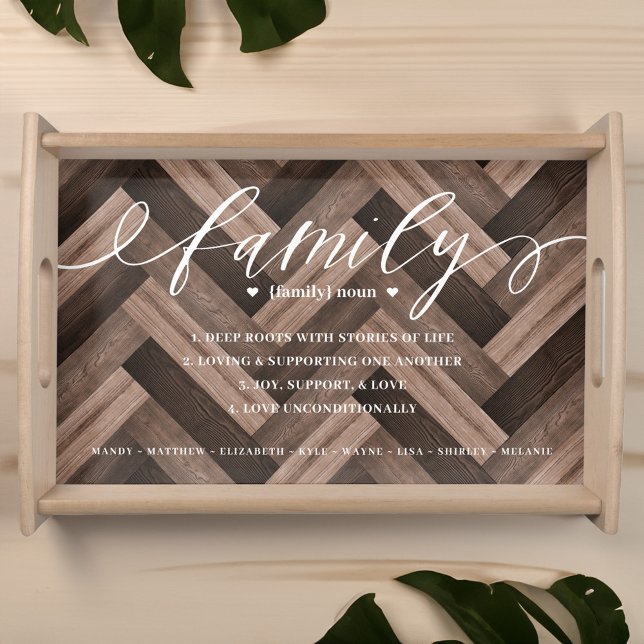 Definition of family Faux Wood Herringbone Custom Serving Tray (Definition of family Faux Wood Herringbone Custom Serving Tray)