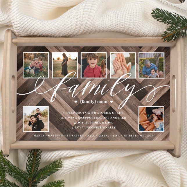 Definition of family Faux Wood Herringbone Photos Serving Tray (Definition of family Faux Wood Herringbone Photos Serving Tray)