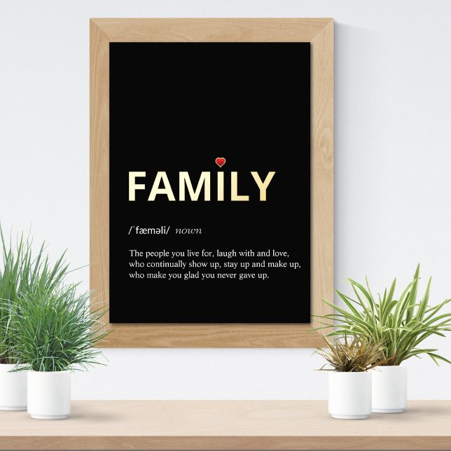 Definition of FAMILY minimal black gold Foil Prints (Creator Uploaded)