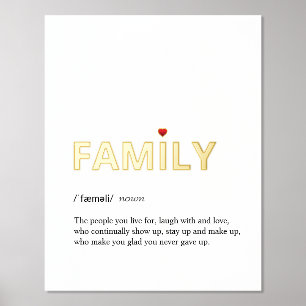 Definition of FAMILY minimal white gold Foil Prints