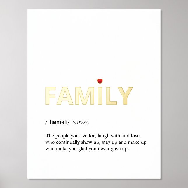 Definition of FAMILY minimal white gold Foil Prints (Front)