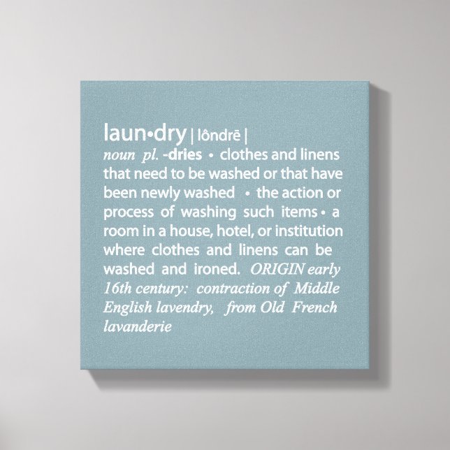 Definition of Laundry Crisp Blue & White Canvas Print (Front)
