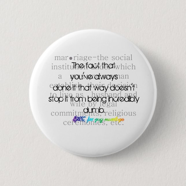 Definition of Marriage-LGBT for gay marriage Pinback Button (Front)