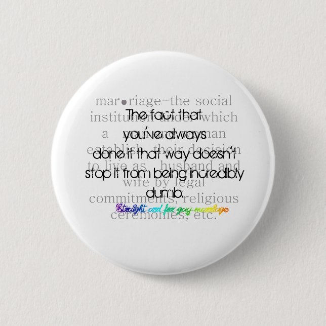 Definition of Marriage-Straight for gay marriage Button (Front)
