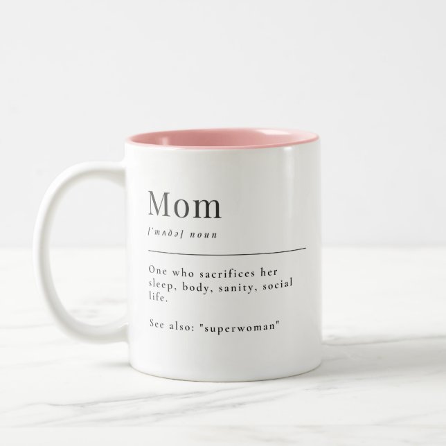 Definition of Mom  Two-Tone Coffee Mug (Left)