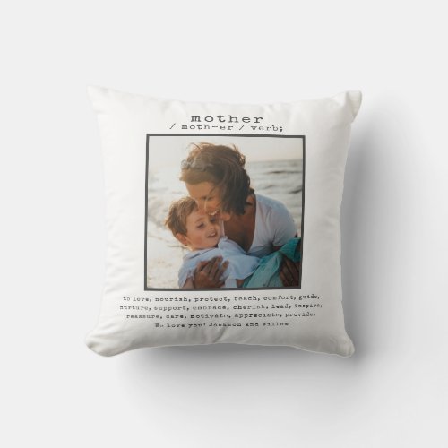 Definition of Mother Mothers Day Photo Throw Pillow