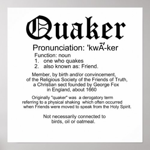 Definition of Quaker Poster