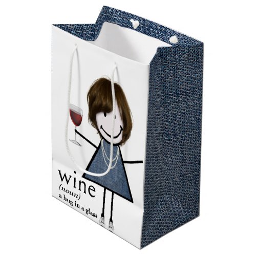 Definition Of Wine With Stick Figure Girl Medium Gift Bag