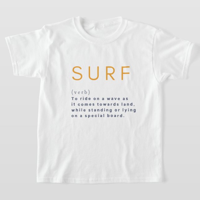 Definition Surf Meaning Design Water Wave Kids T-Shirt (Laydown)