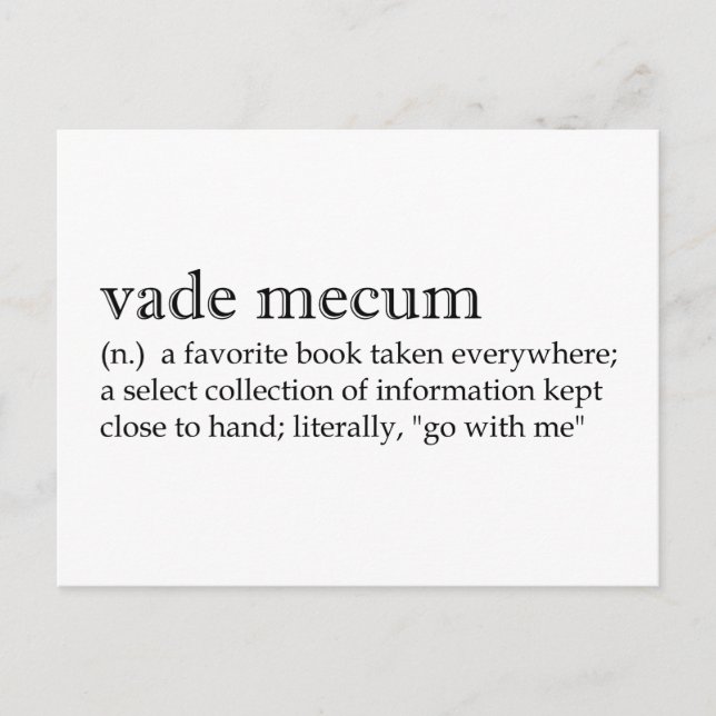 Definitions: Vade Mecum Postcard (Front)