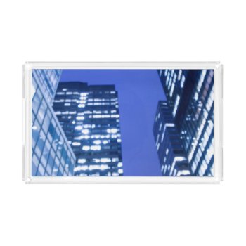 Defocused Upward View Of Office Building Windows Acrylic Tray by iconicnewyork at Zazzle