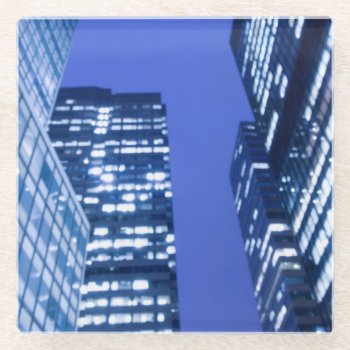 Defocused Upward View Of Office Building Windows Glass Coaster by iconicnewyork at Zazzle