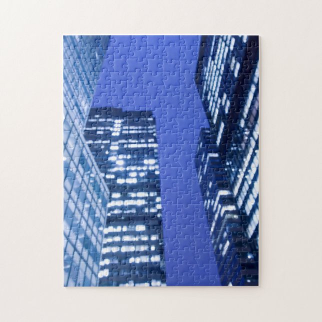 Defocused upward view of office building windows jigsaw puzzle (Vertical)