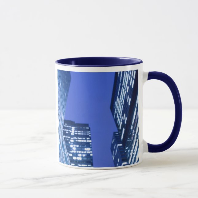 Defocused upward view of office building windows mug (Right)