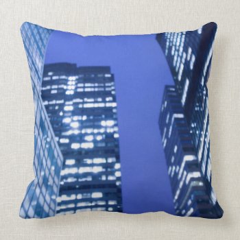 Defocused Upward View Of Office Building Windows Throw Pillow by iconicnewyork at Zazzle