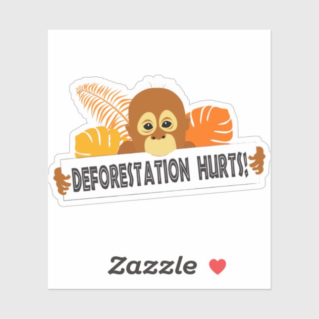 Deforestation Hurts Sad Orangutan Sticker (Sheet)