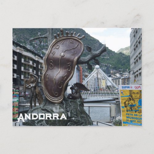 Deformed Clock In Andorra Postcard