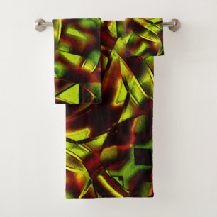 Deformed ties of burnt green ribbons bath towel set
