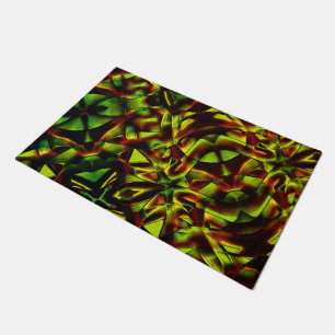 Deformed ties of burnt green ribbons doormat