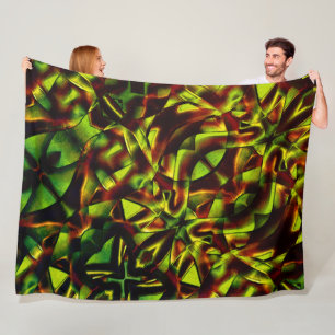 Deformed ties of burnt green ribbons fleece blanket