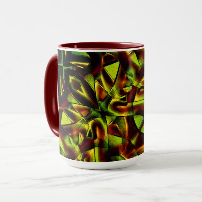 Deformed ties of burnt green ribbons mug (Front Left)