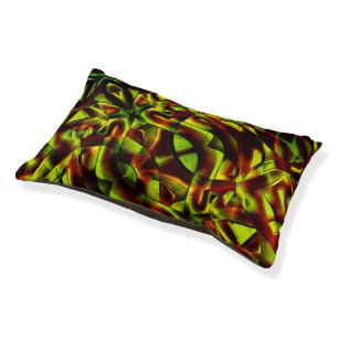 Deformed ties of burnt green ribbons pet bed