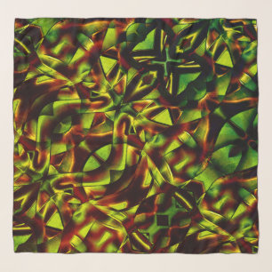 Deformed ties of burnt green ribbons scarf