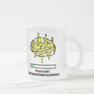 Defragmentation in progress frosted glass coffee mug