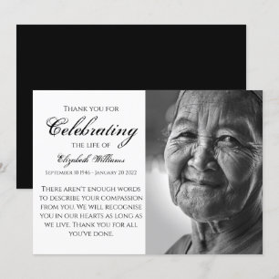 Deft Black Calligraphy Celebration of Life Funeral Thank You Card