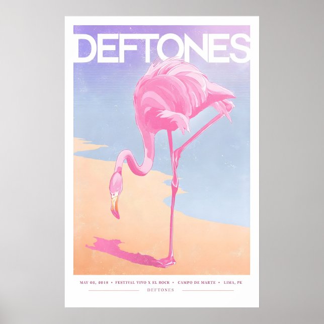 Deftones Gig Poster Pink Flamingo Art Print (A3 (Front)