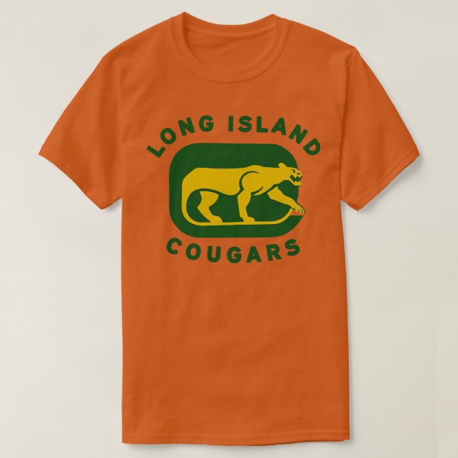 Defunct Long Island Cougars NAHL Hockey 1973 T-Shirt (Design Front)