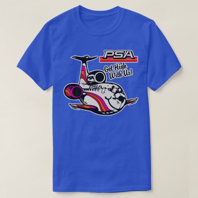 Defunct PSA Airlines Get High 70s 80s Pacific Cali T-Shirt (Design Front)