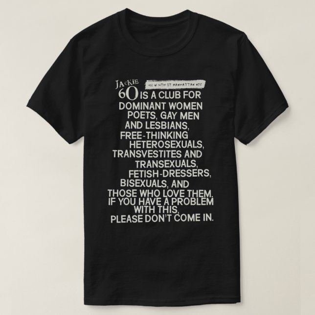 Defunct RULES 90s Gay Trans Nightclub T-Shirt (Design Front)