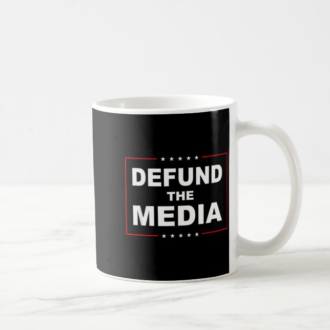 Defund The Media Stop Don't Suprt Fake News  Coffee Mug (Right)