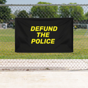 Defund The Police black yellow modern typography Banner