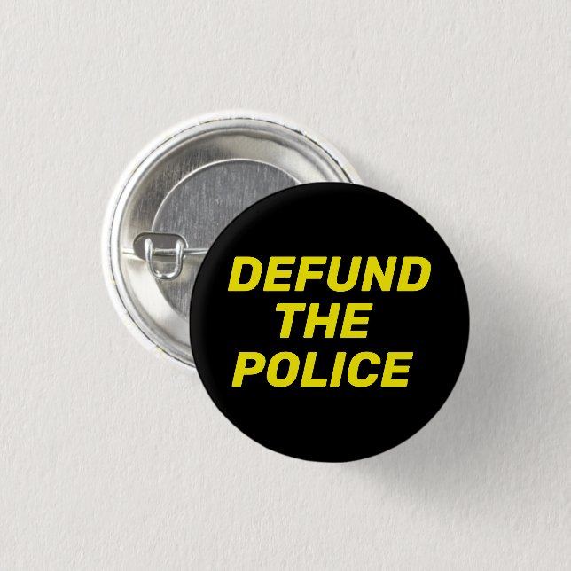 Defund The Police black yellow modern typography Button (Front & Back)