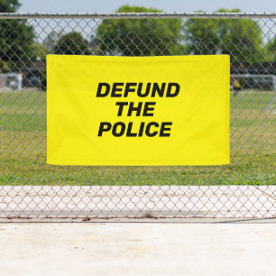 Defund The Police yellow black modern typography Banner