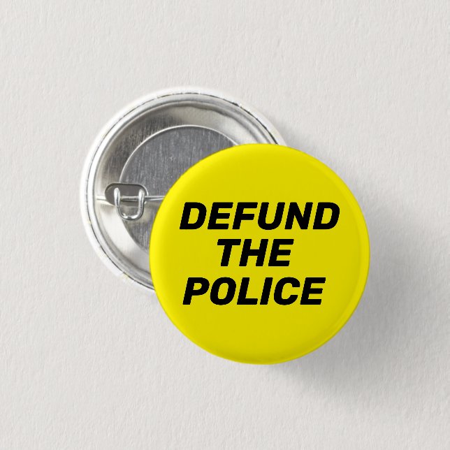 Defund The Police yellow black modern typography Button (Front & Back)