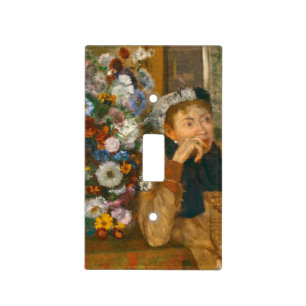 Degas A Woman Seated Beside a Vase of Flowers Light Switch Cover