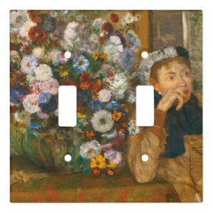 Degas A Woman Seated Beside a Vase of Flowers Light Switch Cover