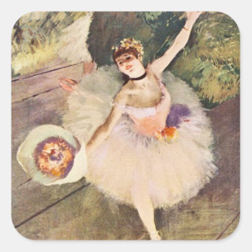 Degas Ballerina with Bouquet of Flowers Square Sticker