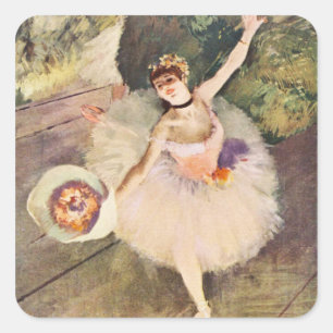 Degas Ballerina with Bouquet of Flowers Square Sticker