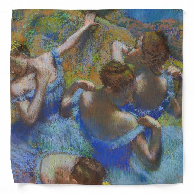 Degas Blue Dancers Pastel Fine Art Masterpiece Bandana (Front)