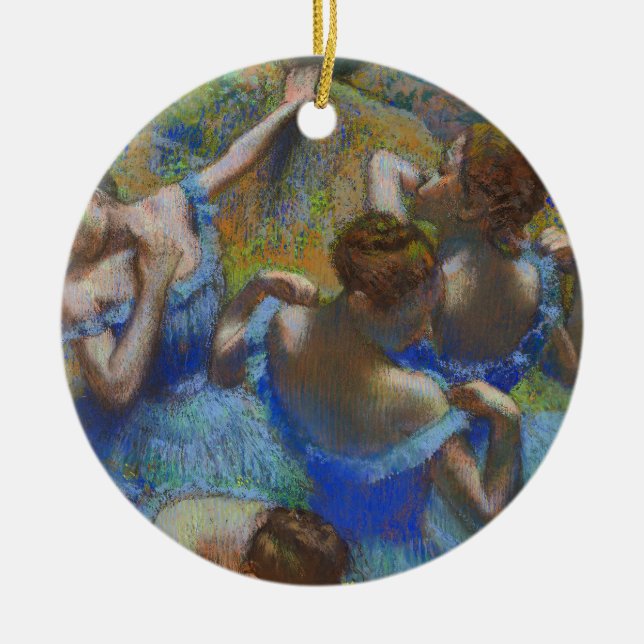 Degas Blue Dancers Pastel Fine Art Masterpiece Ceramic Ornament (Front)