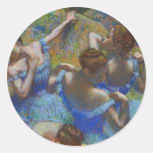 Degas Blue Dancers Pastel Fine Art Masterpiece Classic Round Sticker