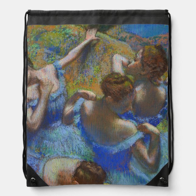 Degas Blue Dancers Pastel Fine Art Masterpiece Drawstring Bag (Front)